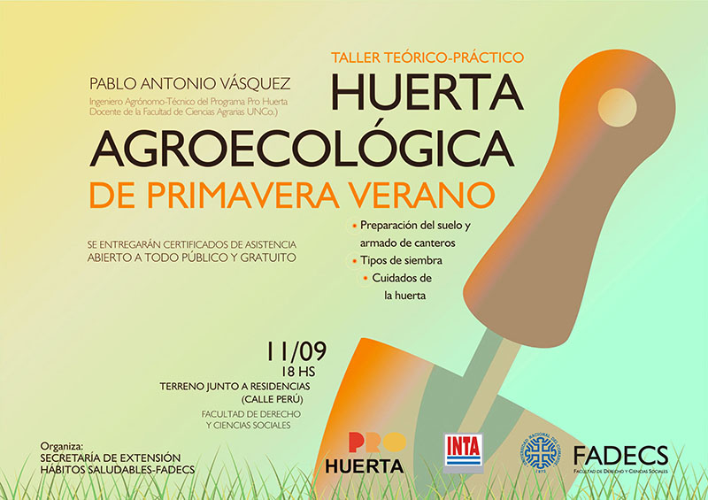 TALLER TEÓRICO-PRÁCTICO HUERTA AGROECOLÓGICA DE PRIMAVERA VERANO